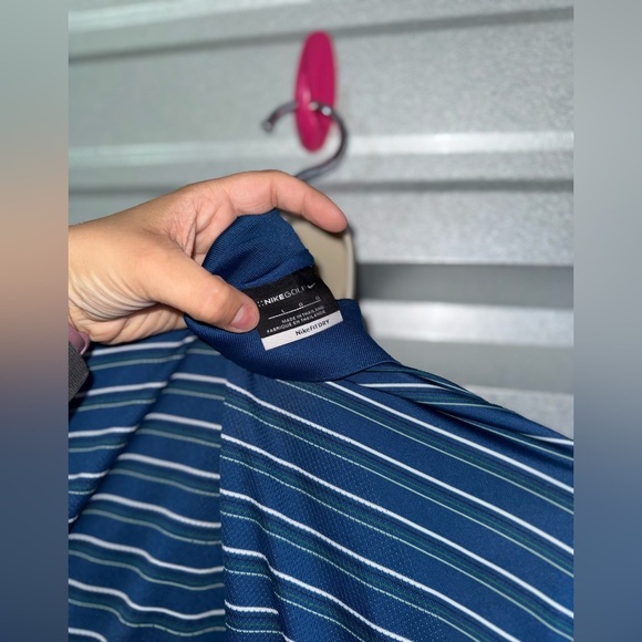 Men’s NIKE Golf Tour Performance DRI-Fit Blue Striped Polo Golf Shirt Size Large - Picture 10 of 10